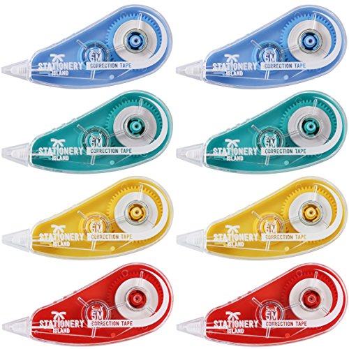 STATIONERY ISLAND Korrekturroller 8er Pack, Mini Korrekturmaus, Korrekturband 6m x 5mm, Kleberoller Maus Roller Schulsachen Correction Tapes, Für Schüler, Büro, Klebemaus, Fotokleber Fotoalbum STATIONERY ISLAND Korrekturroller 8er Pack, Mini Korrekturmaus, Korrekturband 6m x 5mm, Kleberoller Maus Roller Schulsachen Correction Tapes, Für Schüler, Büro, Klebemaus, Fotokleber Fotoalbum von STATIONERY ISLAND