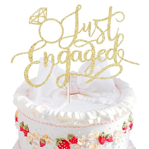 Kuchenaufsatz „Just Engaged“, glitzernder Verlobungsring, passend für Braut-, Verlobungs-, Hochzeitstortendekoration, Partyzubehör – Gold Kuchenaufsatz „Just Engaged“, glitzernder Verlobungsring, passend für Braut-, Verlobungs-, Hochzeitstortendekoration, Partyzubehör – Gold von STATWTHMA