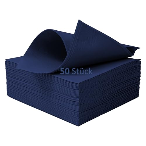 STAUBPIRAT Airlaid Servietten blau - 40 x 40 cm stoffähnlich, zur Dekoration für Event und Feier zu Weihnachten, Advent, Hochzeit, Silvester, Geburtstag, 50 Stück, royalblau von STAUBPIRAT