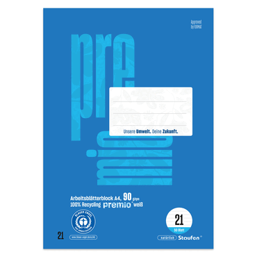 10 x Staufen Arbeitsblock LIN 21 - A4 50 Blatt 9 mm liniert 90 g/qm bl von Staufen