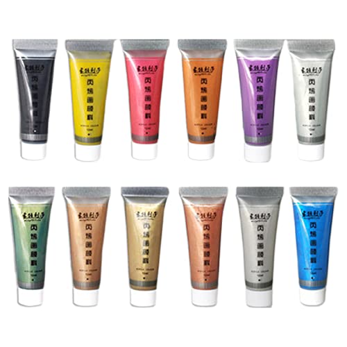 STBQHG Metallische Acrylfarbe, 12 ml, Standard-Kunstfarben zum Malen auf Leinwand, Metall, Stoff und Holz, Bastelbedarf STBQHG Metallische Acrylfarbe, 12 ml, Standard-Kunstfarben zum Malen auf Leinwand, Metall, Stoff und Holz, Bastelbedarf von STBQHG