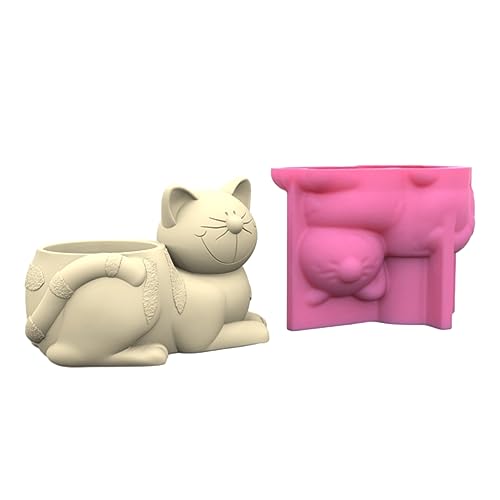 STBQHG Silikonform mit Katzen-Stiftehalter, Tischdekoration, Gipsherstellung, Werkzeug, Pflanzgefäß, einfach zu verwenden STBQHG Silikonform mit Katzen-Stiftehalter, Tischdekoration, Gipsherstellung, Werkzeug, Pflanzgefäß, einfach zu verwenden von STBQHG