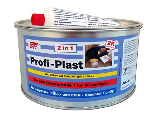 2 kg STC Profi Plast 2in1 2K Karosserie Polyester Spachtelmasse Füllspachtel Feinspachtel (1 x 2 kg Dose inkl. Härter) von STC