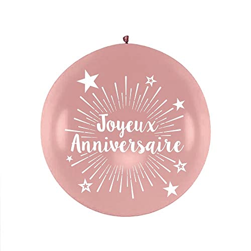 Riesiger Luftballon "Joyeux Anniversaire", 100 cm, Rosa / goldfarben von STC