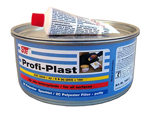 STC Profi Plast 2in1 2K Karosserie Polyester Spachtelmasse Füllspachtel Feinspachtel Dose inkl. Härter (1 kg Dose) von STC