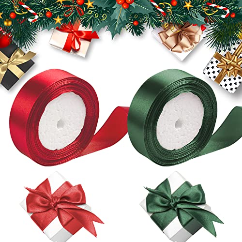STCRERAG 2 Rollen Geschenkband Weihnachten Schleifenband Polyester Satinband Geschenk Dekobänder 2 Farbe Reißfest Seidenbänder 2,5cm Breite SatinBand für Weihnachten Partydekorationen DIY-Näharbeiten STCRERAG 2 Rollen Geschenkband Weihnachten Schleifenband Polyester Satinband Geschenk Dekobänder 2 Farbe Reißfest Seidenbänder 2,5cm Breite SatinBand für Weihnachten Partydekorationen DIY-Näharbeiten von STCRERAG
