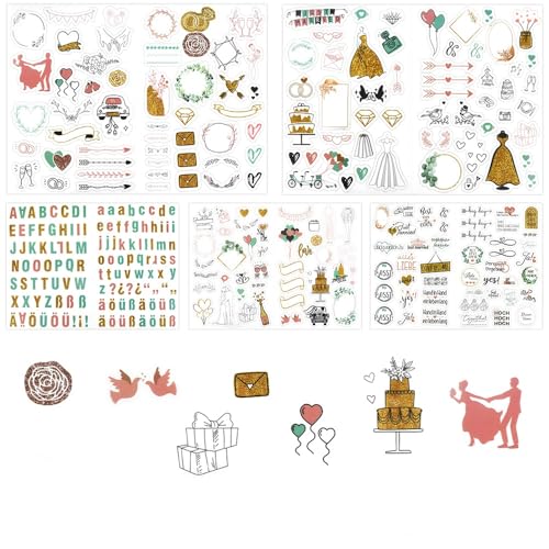 STCRERAG 5 Blatt Hochzeit Sticker Aufkleber PET Deko Aufkleber Fotoalbum Sticker Schöne Gästebuch Aufkleber 29 * 20.8cm Hochzeit Deko Aufkleber Geschenk Hochzeitssticker Set für Gästebuch Fotoalbum STCRERAG 5 Blatt Hochzeit Sticker Aufkleber PET Deko Aufkleber Fotoalbum Sticker Schöne Gästebuch Aufkleber 29 * 20.8cm Hochzeit Deko Aufkleber Geschenk Hochzeitssticker Set für Gästebuch Fotoalbum von STCRERAG