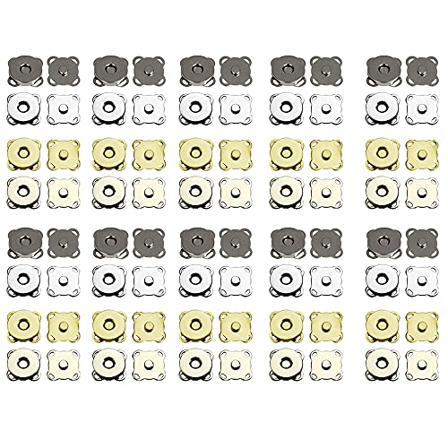STCRERAG Magnetknöpfe 40 Paar Magnetverschluss Nähen 14mm Magnet Druckknopf Metall Magnetknopf Tasche Gold/Silber/Bronze/Schwarz Magnetische Knopf Druckknöpfe zum Einnähen für DIY Mäntel Jacken von STCRERAG