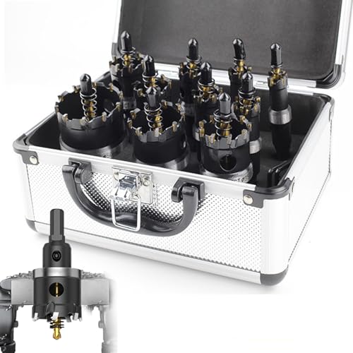 STDZQCWY 10-teiliges Lochsägen-Set, Lochsägen-Set 16 Mm – 50 Mm, Arbeitstiefe 25 Mm, Zum Bohren Von Weichholz, PVC-Platten, Eisen- Und Kunststoffplatten von STDZQCWY