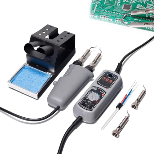 STDZQCWY Lötkolbenstation-Kit, 200~480 °C Mini-Pinzette, 2 Lötkolbenspitzen, 1 Ersatzheizkern, ℃ / ℉-Umwandlung, Für BGA-SMD-Reparaturwerkzeug von STDZQCWY