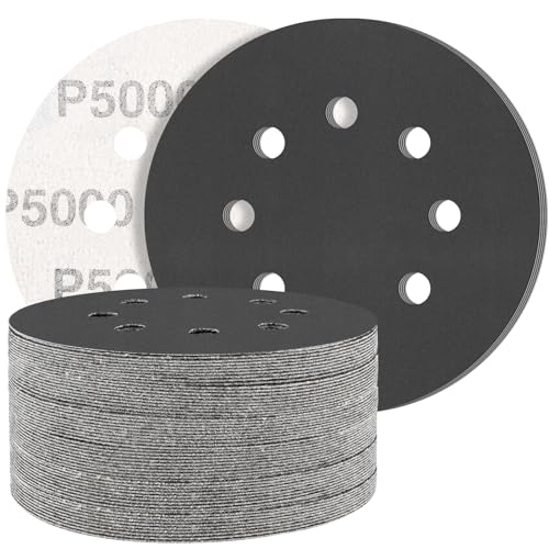 STEBRUAM 50 Stück Siliciumcarbid Schleifpapier 125mm Klett 5000 körnung,Profi 125 Rund 8 Loch Nass und Trocken Schleifscheibe,Besten für Metall Autos STEBRUAM 50 Stück Siliciumcarbid Schleifpapier 125mm Klett 5000 körnung,Profi 125 Rund 8 Loch Nass und Trocken Schleifscheibe,Besten für Metall Autos von STEBRUAM
