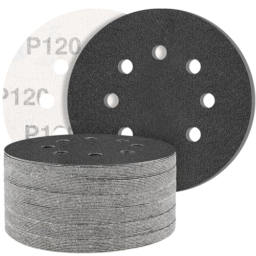 STEBRUAM 50 Stück Siliciumcarbid Schleifpapier 125mm Klett 120 körnung,Profi 125 Rund 8 Loch Nass und Trocken Schleifscheibe,Besten für Metall Autos STEBRUAM 50 Stück Siliciumcarbid Schleifpapier 125mm Klett 120 körnung,Profi 125 Rund 8 Loch Nass und Trocken Schleifscheibe,Besten für Metall Autos von STEBRUAM