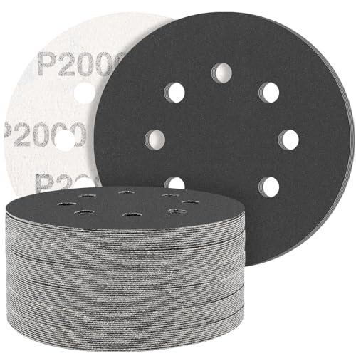 STEBRUAM 50 Stück Siliciumcarbid Schleifpapier 125mm Klett 2000 körnung,Profi 125 Rund 8 Loch Nass und Trocken Schleifscheibe,Besten für Metall Autos STEBRUAM 50 Stück Siliciumcarbid Schleifpapier 125mm Klett 2000 körnung,Profi 125 Rund 8 Loch Nass und Trocken Schleifscheibe,Besten für Metall Autos von STEBRUAM