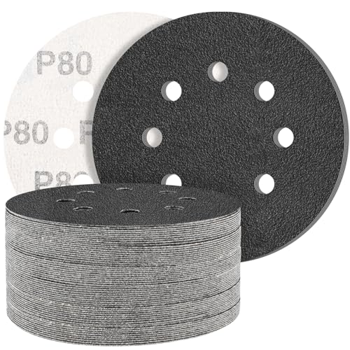 STEBRUAM 50 Stück Siliciumcarbid Schleifpapier 125mm Klett 80 körnung,Profi 125 Rund 8 Loch Nass und Trocken Schleifscheibe,Besten für Metall Autos STEBRUAM 50 Stück Siliciumcarbid Schleifpapier 125mm Klett 80 körnung,Profi 125 Rund 8 Loch Nass und Trocken Schleifscheibe,Besten für Metall Autos von STEBRUAM