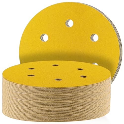 STEBRUAM Klett Schleifpapier 150mm,6 Löcher,400 körnung Schleifblätter,Schleifscheiben für Exzenterschleifer Mischkorn für Holz Metall und Farbe 50 Stück Gelb STEBRUAM Klett Schleifpapier 150mm,6 Löcher,400 körnung Schleifblätter,Schleifscheiben für Exzenterschleifer Mischkorn für Holz Metall und Farbe 50 Stück Gelb von STEBRUAM