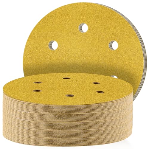 STEBRUAM Klett Schleifpapier 150mm,6 Löcher,60 körnung Schleifblätter, Schleifscheiben für Exzenterschleifer Mischkorn für Holz Metall und Farbe 50 Stück Gelb STEBRUAM Klett Schleifpapier 150mm,6 Löcher,60 körnung Schleifblätter, Schleifscheiben für Exzenterschleifer Mischkorn für Holz Metall und Farbe 50 Stück Gelb von STEBRUAM