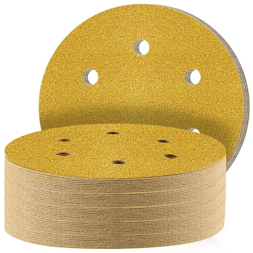 STEBRUAM Klett Schleifpapier 150mm,6 Löcher,80 körnung Schleifblätter,Schleifscheiben für Exzenterschleifer Mischkorn für Holz Metall und Farbe 50 Stück Gelb STEBRUAM Klett Schleifpapier 150mm,6 Löcher,80 körnung Schleifblätter,Schleifscheiben für Exzenterschleifer Mischkorn für Holz Metall und Farbe 50 Stück Gelb von STEBRUAM