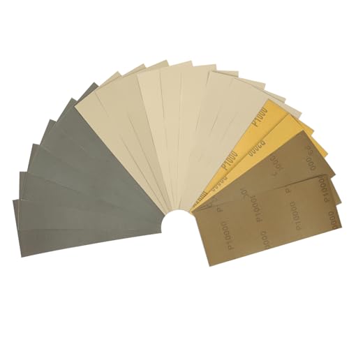 STEBRUAM Schleifpapier Set 15 Stück Nass und Trocken 23 x 9.3 cm 1000/2000/3000/5000/10000 Körnung für Auto/Holzmöbel/Stein/Lack/Metall/Glas STEBRUAM Schleifpapier Set 15 Stück Nass und Trocken 23 x 9.3 cm 1000/2000/3000/5000/10000 Körnung für Auto/Holzmöbel/Stein/Lack/Metall/Glas von STEBRUAM