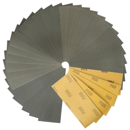 STEBRUAM Schleifpapier Set 30 Stück Nass und Trocken 23 x 9.3 cm 400/600/800/1000/2000 Körnung für Auto/Holzmöbel/Stein/Lack/Metall/Glas STEBRUAM Schleifpapier Set 30 Stück Nass und Trocken 23 x 9.3 cm 400/600/800/1000/2000 Körnung für Auto/Holzmöbel/Stein/Lack/Metall/Glas von STEBRUAM