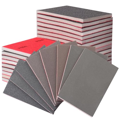 STEBRUAM Schleifschwämme Set 24 Stück (80-3000) | Nass- & Trockenschleifen | Professionell für Holz, Metall, Lack, Auto & Spachtelmasse | Flexibles Schleifpad von STEBRUAM