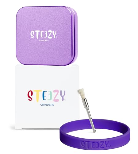 STEEZY® Classic Grinder | Medical Herb Grinder | Abriebfrei | Steck- & Schienensystem | CNC-gefräste Aircraft Aluminiumlegierung | Monolith Mahlwerk | 63mm | square | 2-teilig (Purple Rose) von STEEZY