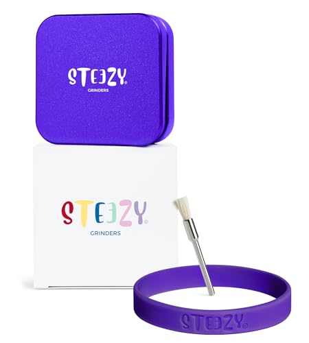 STEEZY® Classic Grinder | Medical Herb Grinder | Abriebfrei | Steck- & Schienensystem | CNC-gefräste Aircraft Aluminiumlegierung | Monolith Mahlwerk | 63mm | square | 2-teilig (Ultra Purple) von STEEZY