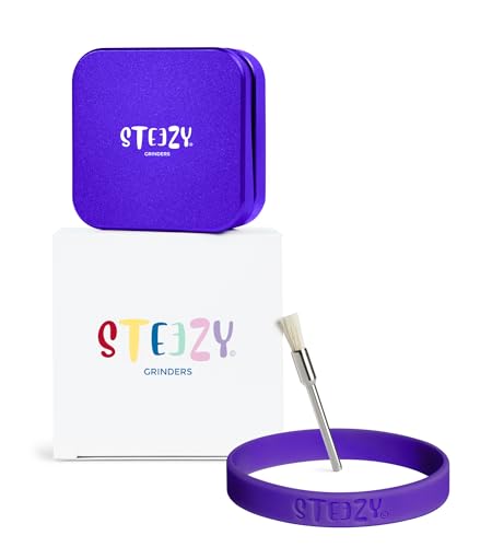 STEEZY® Pocket Grinder | Medical Herb Grinder | Abriebfrei | Steck- & Schienensystem | CNC-gefräste Aircraft Aluminiumlegierung | Monolith Mahlwerk | 63mm | square | 4-teilig (Ultra Purple) von STEEZY