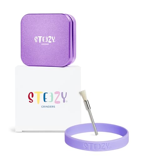 STEEZY® Pocket Grinder | Medical Herb Grinder | Abriebfrei | Steck- & Schienensystem | CNC-gefräste Aluminiumlegierung | Monolith Mahlwerk | 55mm | eckig | square | 2-teilig (Purple Rose) von STEEZY