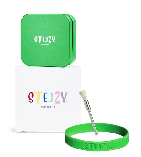 STEEZY® Pocket Grinder | Medical Herb Grinder | Abriebfrei | Steck- & Schienensystem | CNC-gefräste Aluminiumlegierung | Monolith Mahlwerk | 55mm | eckig | square | 2-teilig (Summer Green) von STEEZY