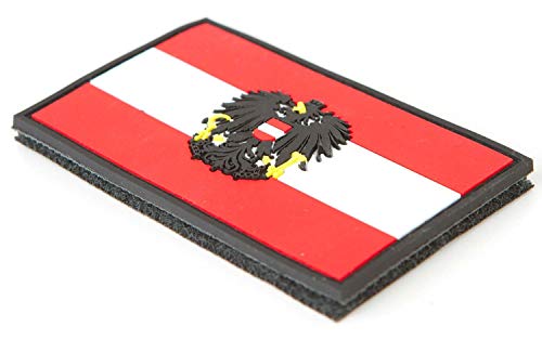 STEINADLER Klettflagge Österreich PVC | Klettflächen Patch als Emblem für Armee, Uniform und Jacke | Flagge mit Österreich-Wappen (rot-weiß-rot) von STEINADLER