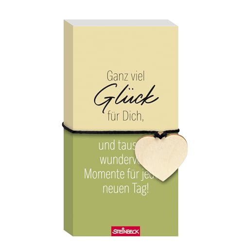STEINBECK Geschenkblock - Ganz viel Glück für Dich! - Geschenkblock mit Herz aus Holz von STEINBECK