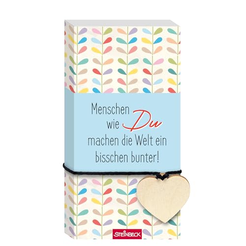 STEINBECK Geschenkblock - Menschen wie Du machen die Welt ein wenig bunter! - Geschenkblock mit Herz aus Holz STEINBECK Geschenkblock - Menschen wie Du machen die Welt ein wenig bunter! - Geschenkblock mit Herz aus Holz von STEINBECK