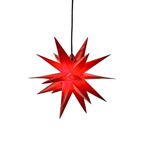 Roter Weihnachtsstern zum Hängen - 3D Dekostern mit 18 Zacken - Durchmesser: 50cm (L) - Beleuchteter Hängestern für den Außenbereich (Wetterfest) von STEINFIGURENWELT GIEBEN