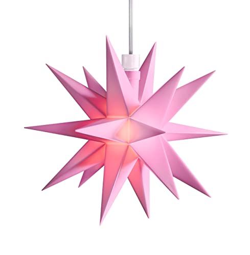 STEINFIGURENWELT GIEBEN 3D LED Stern Ø 12 cm Weihnachtsstern Batterie Ministern Innen Stern klein Kunststoff Leuchtstern Deko für innen Indoor (Rosa) von STEINFIGURENWELT GIEBEN