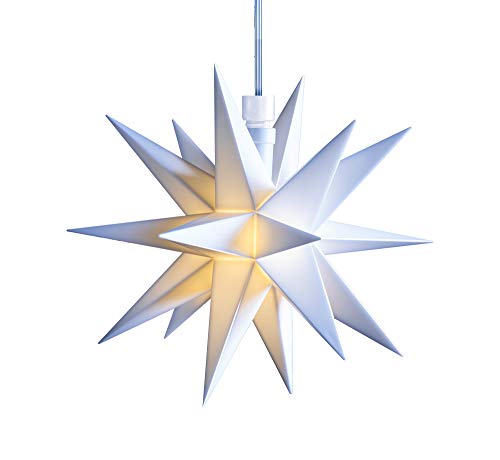 3D LED Stern Ø 16 cm Weihnachtsstern Batterie Midistern Innen mit Timer Kunststoff Stern klein Leuchtstern Deko für innen Indoor von Dekowelt (Weiß) von STEINFIGURENWELT GIEBEN