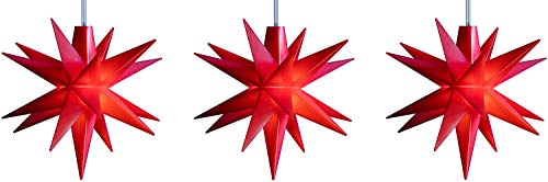 STEINFIGURENWELT GIEBEN 3D LED Stern Ø 8 cm Weihnachtsstern Batterie Ministern Innen Kunststoff Stern klein Leuchtstern Deko für innen Indoor von Dekowelt (3er Kette Rot) von STEINFIGURENWELT GIEBEN