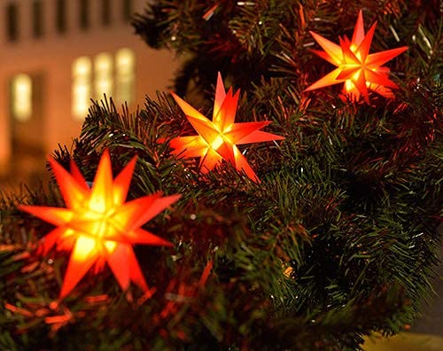 STEINFIGURENWELT GIEBEN 3D LED Sternenkette 3 Sterne 12 cm Batterie Weihnachtsstern Lichterkette Außenstern wetterfest für innen und außen von Dekowelt (rot) von STEINFIGURENWELT GIEBEN