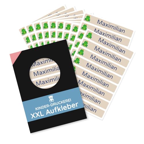 80 Stück personalisierte Namensaufkleber 100x15 mm (10 Bögen) - Spülmaschine geeignet/Wasserfest/Kratzfest für Innen und Außen (Beige, 80 Stück) von STEMPEL-FABRIK