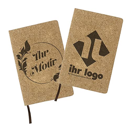 STEMPEL-FABRIK – personalisiertes Notizbuch A6 mit Kork Hardcover – graviertes Bullet Journal unliniert – Nachhaltiges Notizheft – 80 Seiten – Blanco Tagebuch mit Lesezeichen – Notebook von STEMPEL-FABRIK