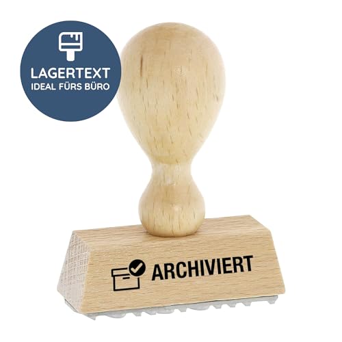 stempel-fabrik – “ARCHIVIERT” Holzstempel – Lagertextstempel zur Kennzeichnung von archivierten Dokumenten, Akten uvm. – präziser Stempel ideal für alltägliche Bürotätigkeiten (50 x 20 mm | 1 Zeile) von STEMPEL-FABRIK