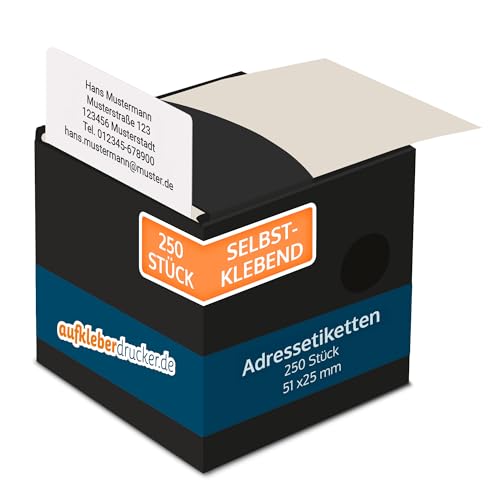 stempel-fabrik – Adressaufkleber mit Wunschtext personalisieren – Klebeetiketten für Briefe, Bücher, Schulmaterialien & Co – selbstklebende Adressetiketten (250 Stück | 51 x 25 mm) von STEMPEL-FABRIK