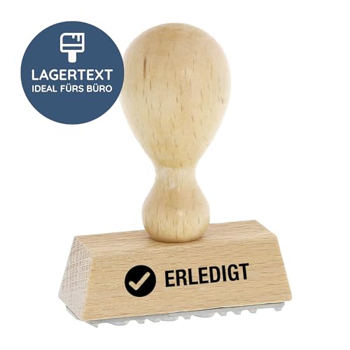 stempel-fabrik – “ERLEDIGT” Holzstempel – Lagertextstempel zur Kennzeichnung von abgearbeiteten Aufgaben – präziser Stempel ideal für alltägliche Bürotätigkeiten (50 x 20 mm | 1 Zeile) von STEMPEL-FABRIK