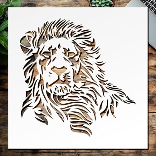 Löwenkopf-Schablone – wiederverwendbare Mylar-Vorlage für Wandkunst, Holzschilder, T-Shirts, Airbrush, Zeichnungen und Bastelprojekte Löwenkopf-Schablone – wiederverwendbare Mylar-Vorlage für Wandkunst, Holzschilder, T-Shirts, Airbrush, Zeichnungen und Bastelprojekte von STENCILAIR