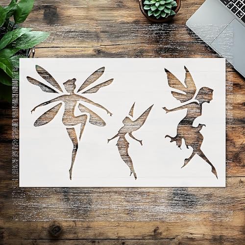 Schablone Feen, Kunststoff, wiederverwendbar, wiederverwendbar, 20,3 x 12,7 cm (L x B), für Bastelarbeiten und Heimdekoration von STENCILAIR