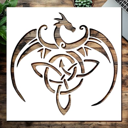 Schablone Keltischer Drache, 5,5 x 5,5 Zoll, weiße Kunststoffschablone, wiederverwendbar für Kunst und Handwerk Schablone Keltischer Drache, 5,5 x 5,5 Zoll, weiße Kunststoffschablone, wiederverwendbar für Kunst und Handwerk von STENCILAIR