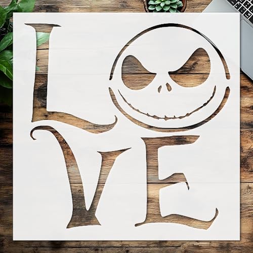 Schablone Skelett Liebesbuchstaben L O V E, Kunststoff, wiederverwendbar, wiederverwendbar, 14 cm L x 14 cm B, für DIY Handwerk und Heimdekoration von STENCILAIR