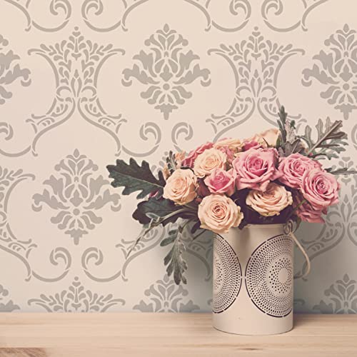 STENCILIT® Barock Wand Schablonen, 2 Stück, 42 x 55 cm, Viktorianische Muster-Schablonen für Wände, Damast Design von STENCILIT