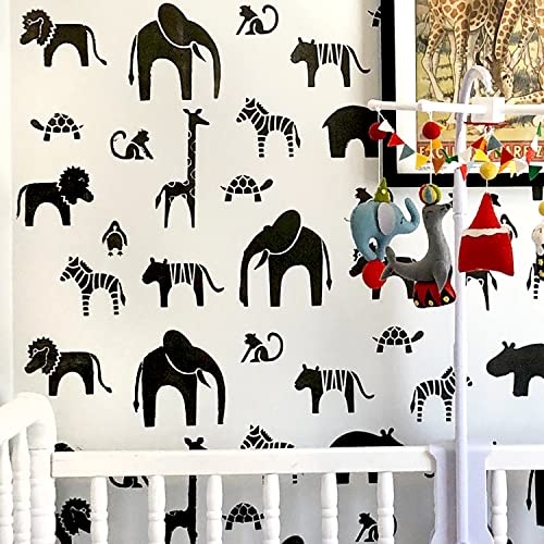 STENCILIT® Safari Wand Schablone zum Malen - XL 61 x 100 cm, Zootopia Wand Schablone zum Malen großer Muster, Groß Schablonen für das Kinderzimmer von STENCILIT