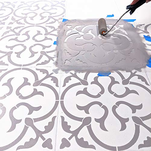 STENCILIT® Skandinavische Boden Schablone, XL 45,7 x 45,7 cm, Fliesenmuster für Böden & Terrassen von STENCILIT