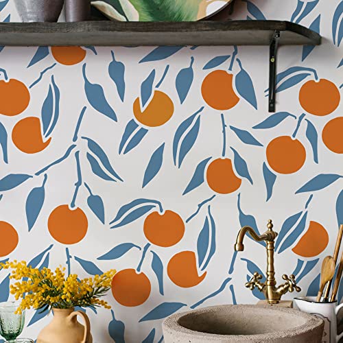 STENCILIT Oranges Wandschablonen zum Malen – XL Größe 61 x 78 cm – Orangenbaum-Wanddekor-Schablonen – Baumschablonen zum Malen von STENCILIT